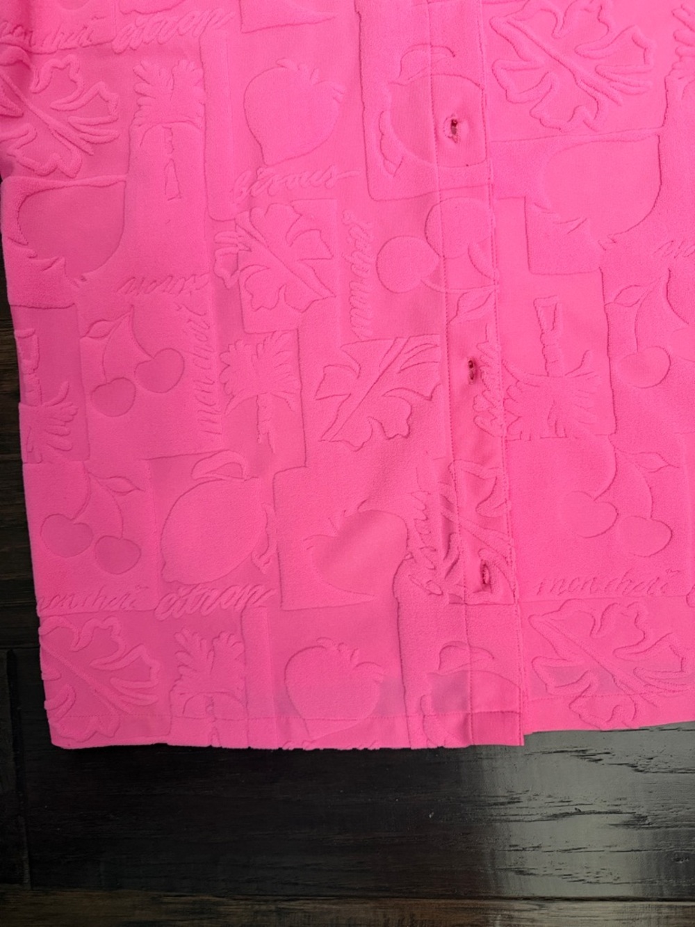 Beach Riot Neon Pink Mabel Embossed Terry Short Sleeve Swim Cover Up Top L - Picture 7 of 12